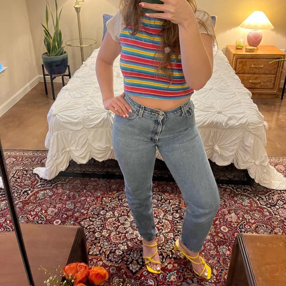 Rainbow vintage crop top
